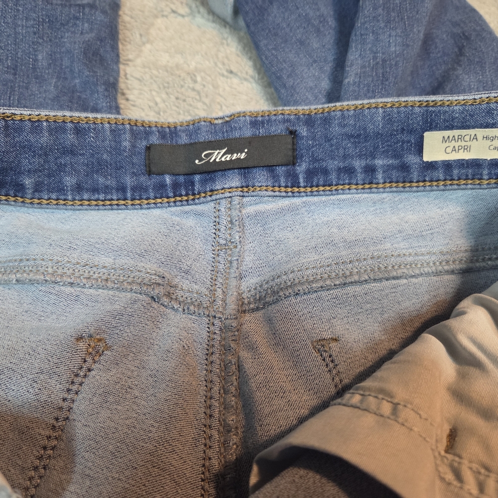 Mavi Jeans Womens 28 Marcia Capri High Rise Cuffed Stretch Blue Denim Cropped - Picture 7 of 13